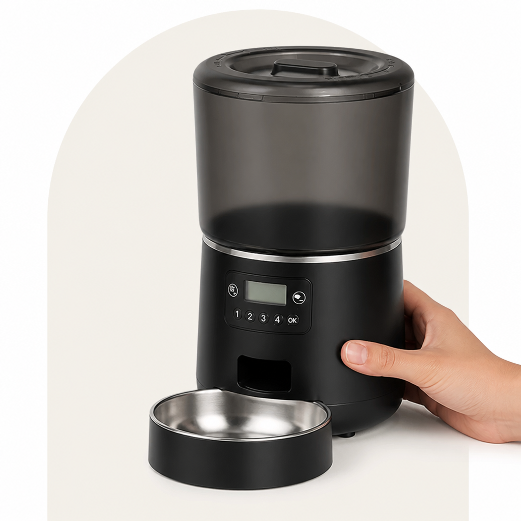 DogBedHouse App-Controlled & Scheduled Automatic Pet Feeder (Detachable Stainless Bowl)