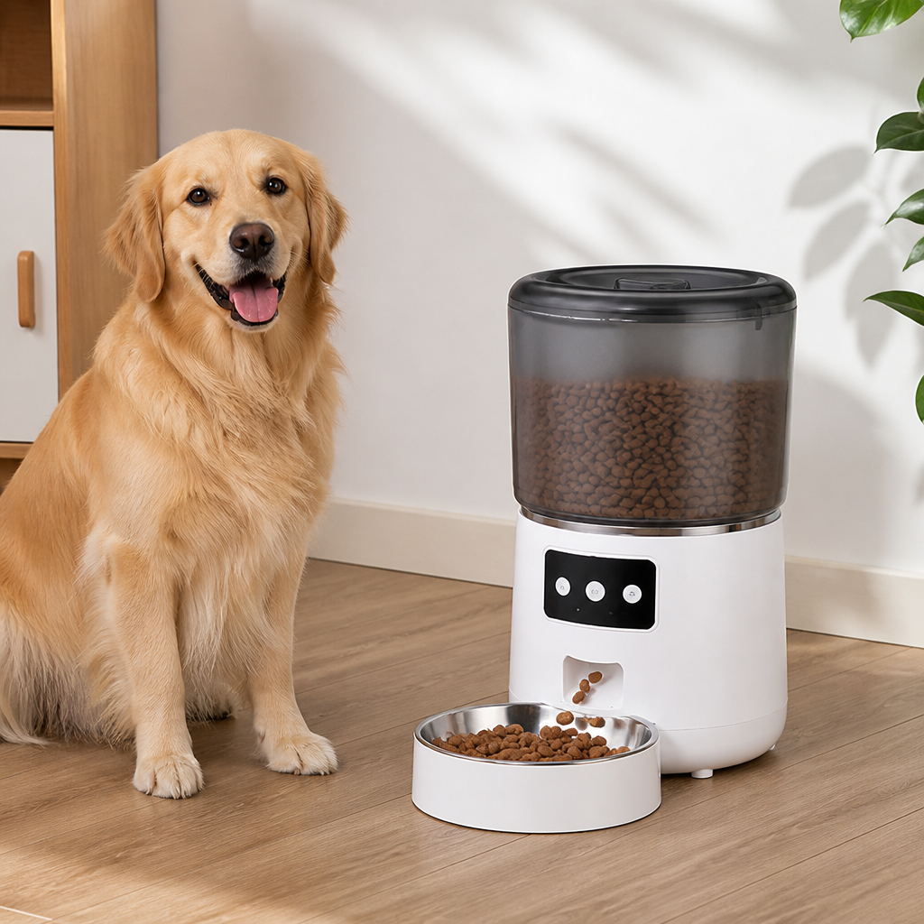 DogBedHouse App-Controlled & Scheduled Automatic Pet Feeder (Detachable Stainless Bowl)