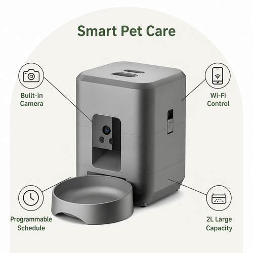 DogBedHouse App-Controlled Wi‑Fi Camera Automatic Pet Feeder (2L Capacity)