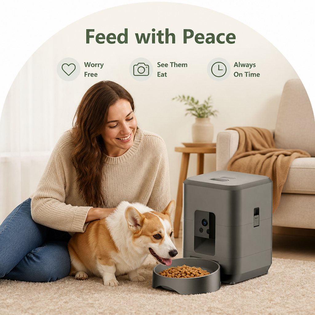 DogBedHouse App-Controlled Wi‑Fi Camera Automatic Pet Feeder (2L Capacity)