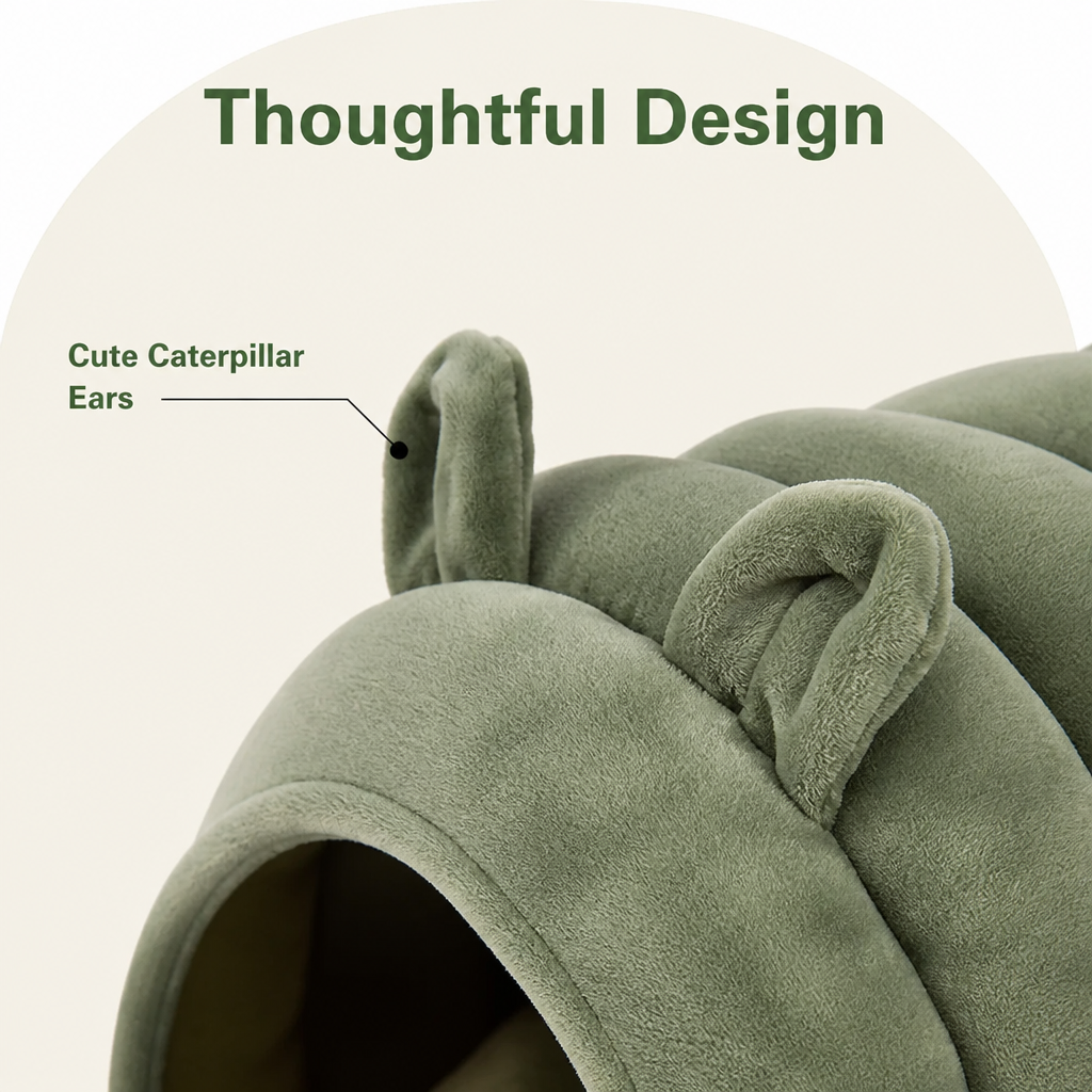 DogBedHouse Arctic Cashmere Half-Enclosed Cat Bed (Removable Cushion)