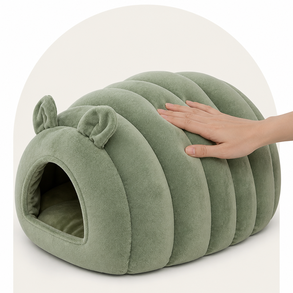 DogBedHouse Arctic Cashmere Half-Enclosed Cat Bed (Removable Cushion)