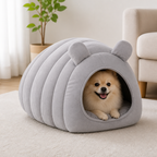 DogBedHouse Arctic Cashmere Half-Enclosed Cat Bed (Removable Washable Cushion)