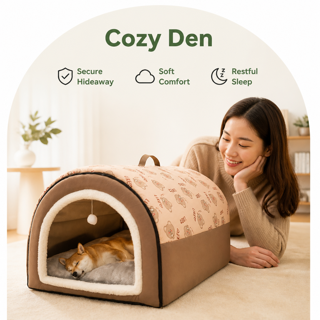DogBedHouse Arctic Velvet Winter Warm Dog House (Removable Cover)