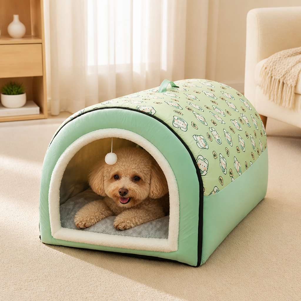 DogBedHouse Arctic Velvet Winter Warm Dog House (Removable Cover)