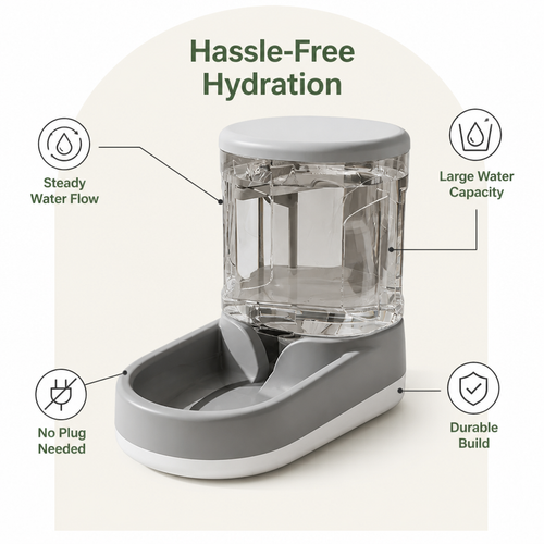 DogBedHouse Automatic Continuous Flow Water Fountain & Feeder
