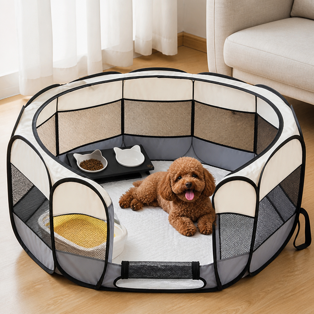 DogBedHouse Bite-Resistant Oxford & Mosquito-Proof Playpen Tent (Foldable)