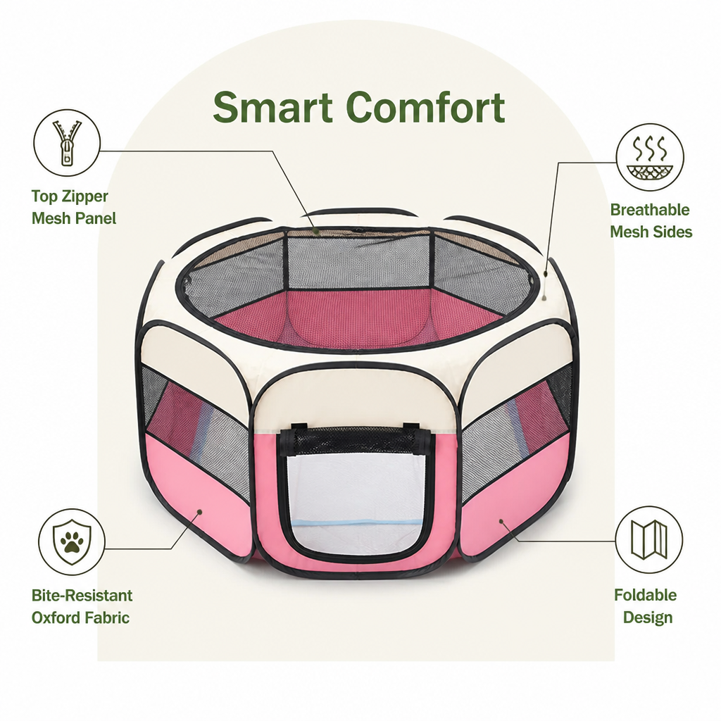 DogBedHouse Bite-Resistant Oxford & Mosquito-Proof Playpen Tent (Foldable)