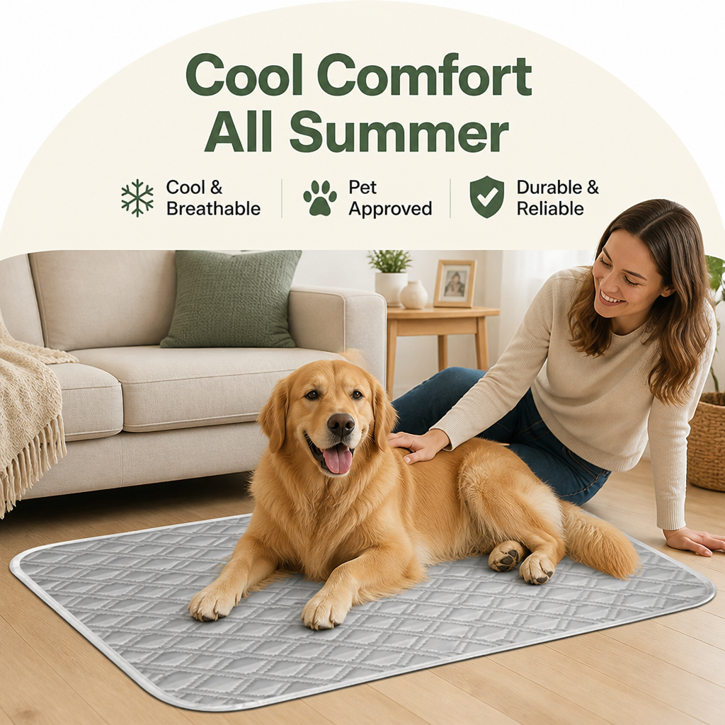 DogBedHouse Bite & Scratch-Resistant Super-Soft Cooling Pet Mat (Indoor/Outdoor)