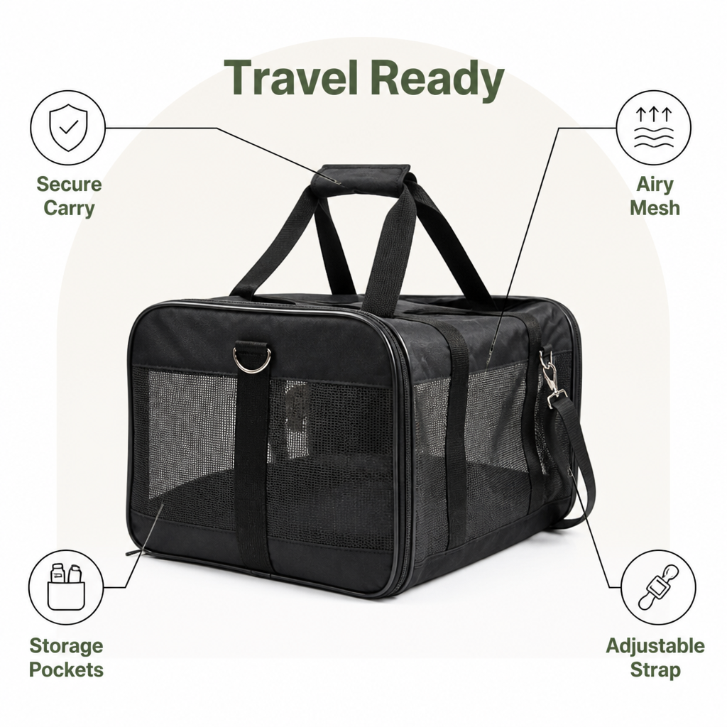 DogBedHouse Breathable & Foldable Pet Carrier (Airline-Approved)