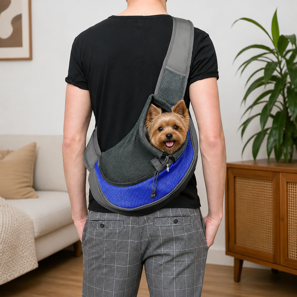DogBedHouse Breathable Mesh & Adjustable Cross-Body Travel Carrier