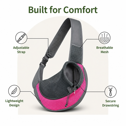 DogBedHouse Breathable Mesh & Adjustable Cross-Body Travel Carrier