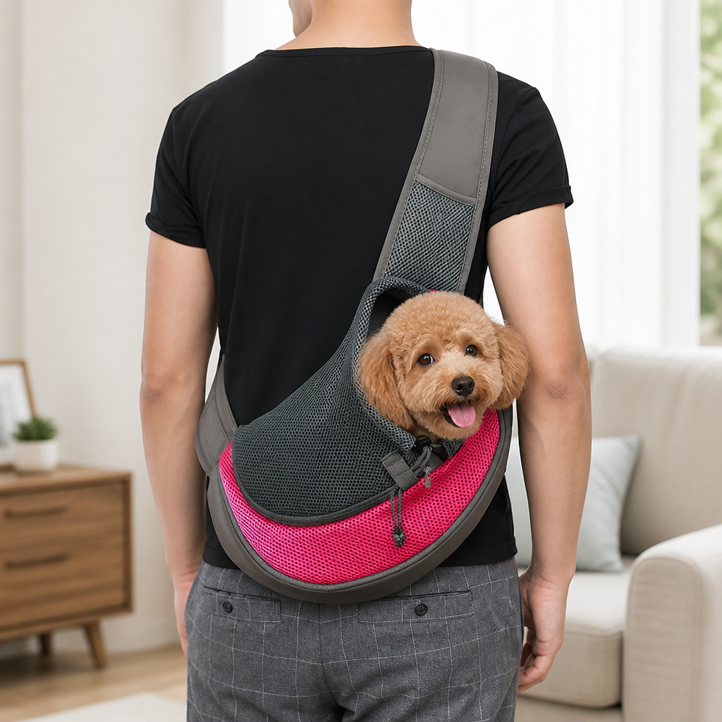 DogBedHouse Breathable Mesh & Adjustable Cross-Body Travel Carrier