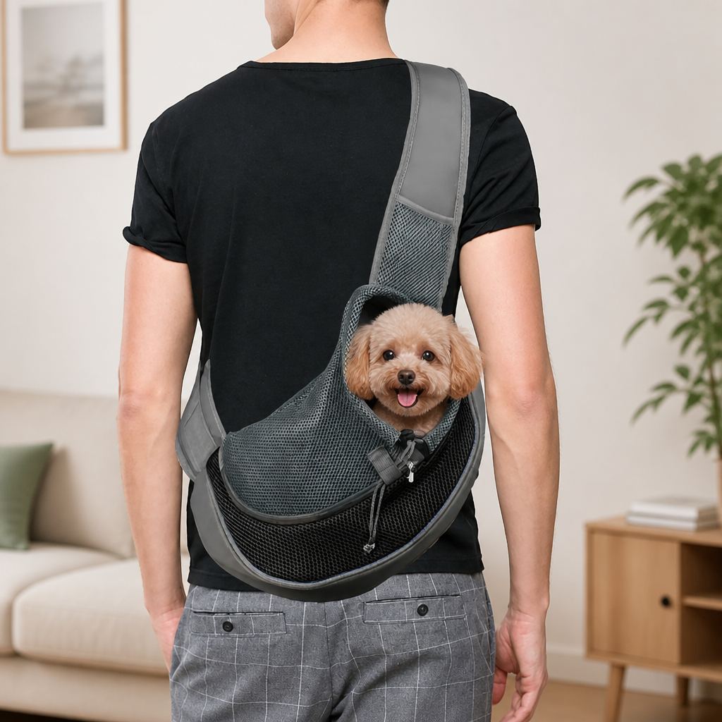 DogBedHouse Breathable Mesh & Adjustable Cross-Body Travel Carrier