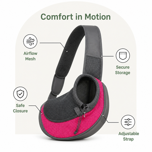 DogBedHouse Breathable Mesh & Adjustable Crossbody Dog Sling Carrier