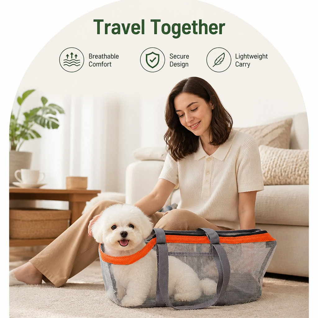 DogBedHouse Breathable Mesh & Adjustable Strap Travel Carrier