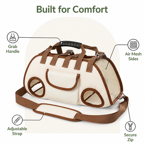 DogBedHouse Breathable Mesh & Dual-Carry Dog Carrier (Wipe-Clean)