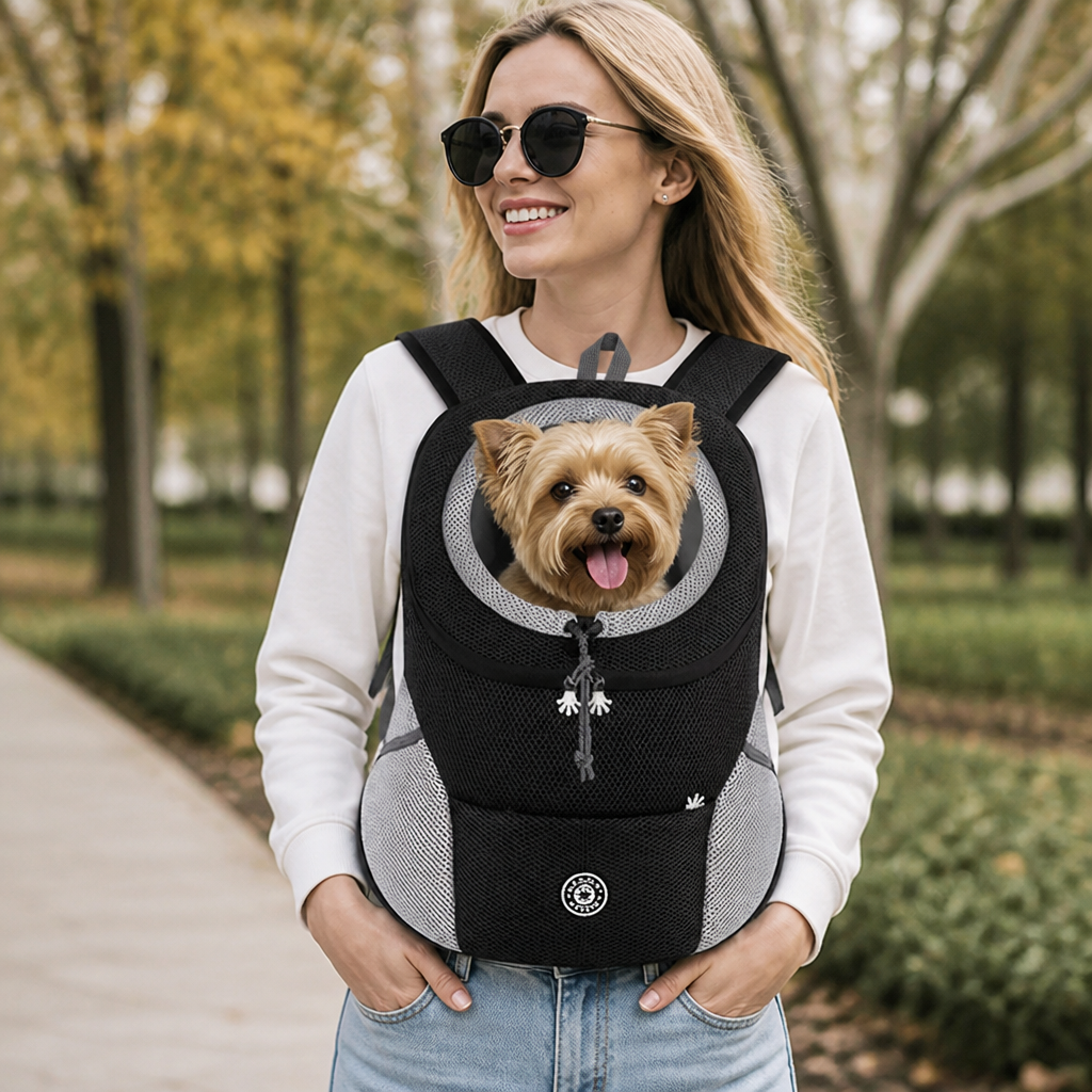 DogBedHouse Breathable Mesh & Ergonomic Padded Dog Carrier Backpack (Removable Base)
