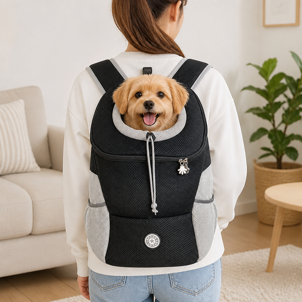 DogBedHouse Breathable Mesh & Ergonomic Padded Dog Carrier Backpack (Removable Base)