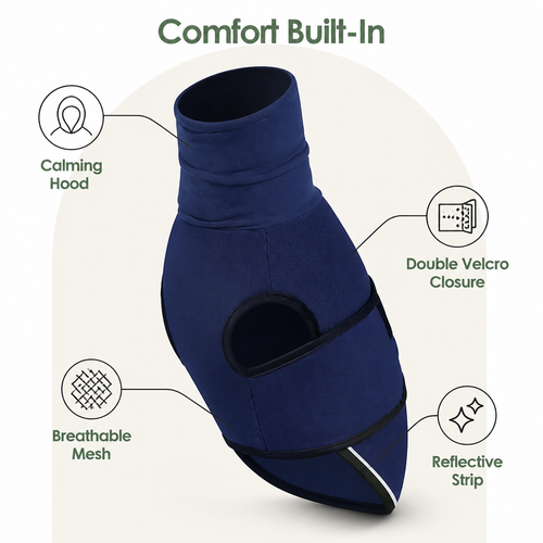 DogBedHouse Breathable Mesh & Flannel Hood Calming Vest (Adjustable Velcro)