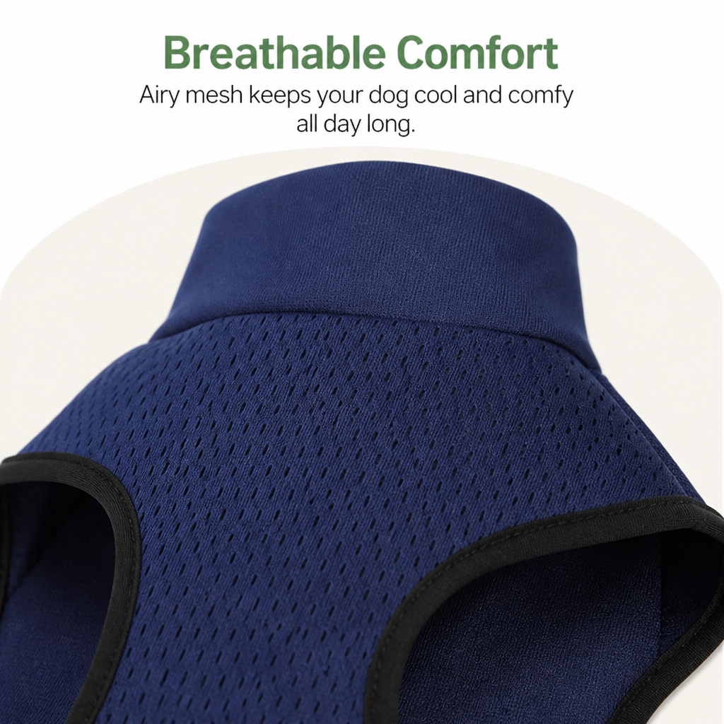 DogBedHouse Breathable Mesh & Flannel Hood Calming Vest (Adjustable Velcro)