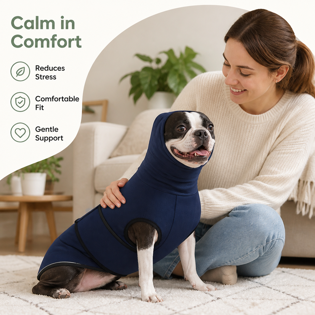 DogBedHouse Breathable Mesh & Flannel Hood Calming Vest (Adjustable Velcro)