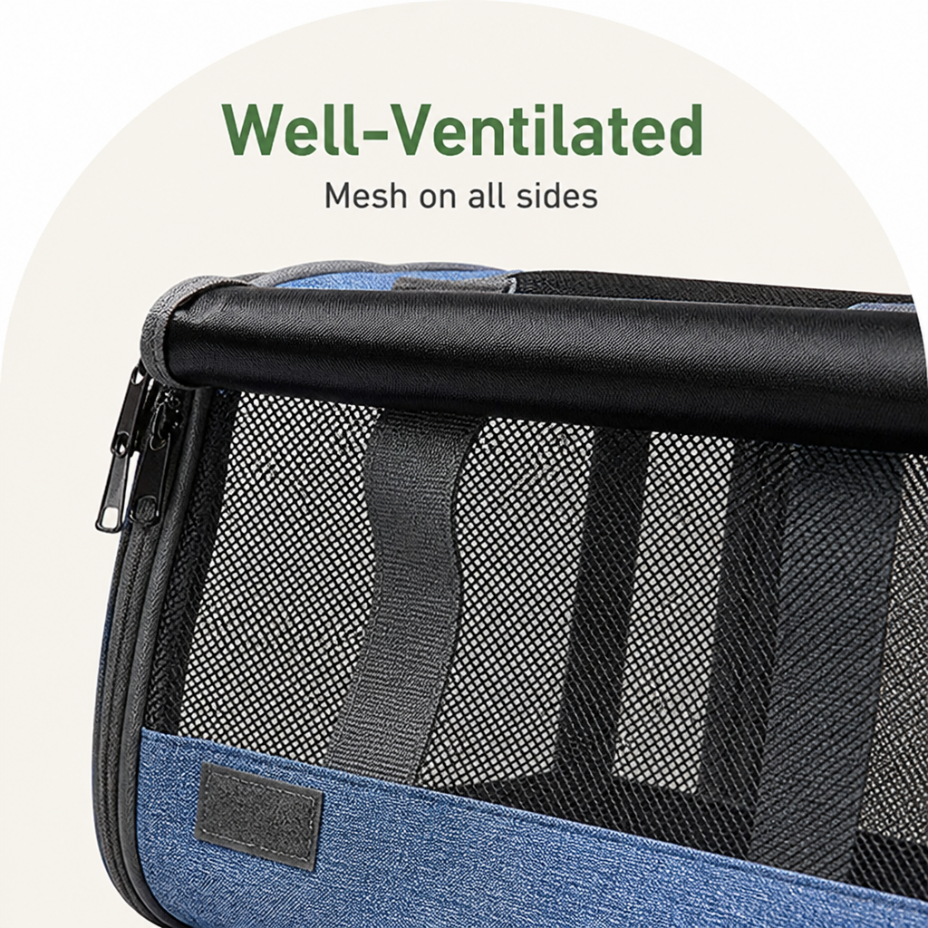 DogBedHouse Breathable Mesh & Foldable Airline-Approved Travel Carrier