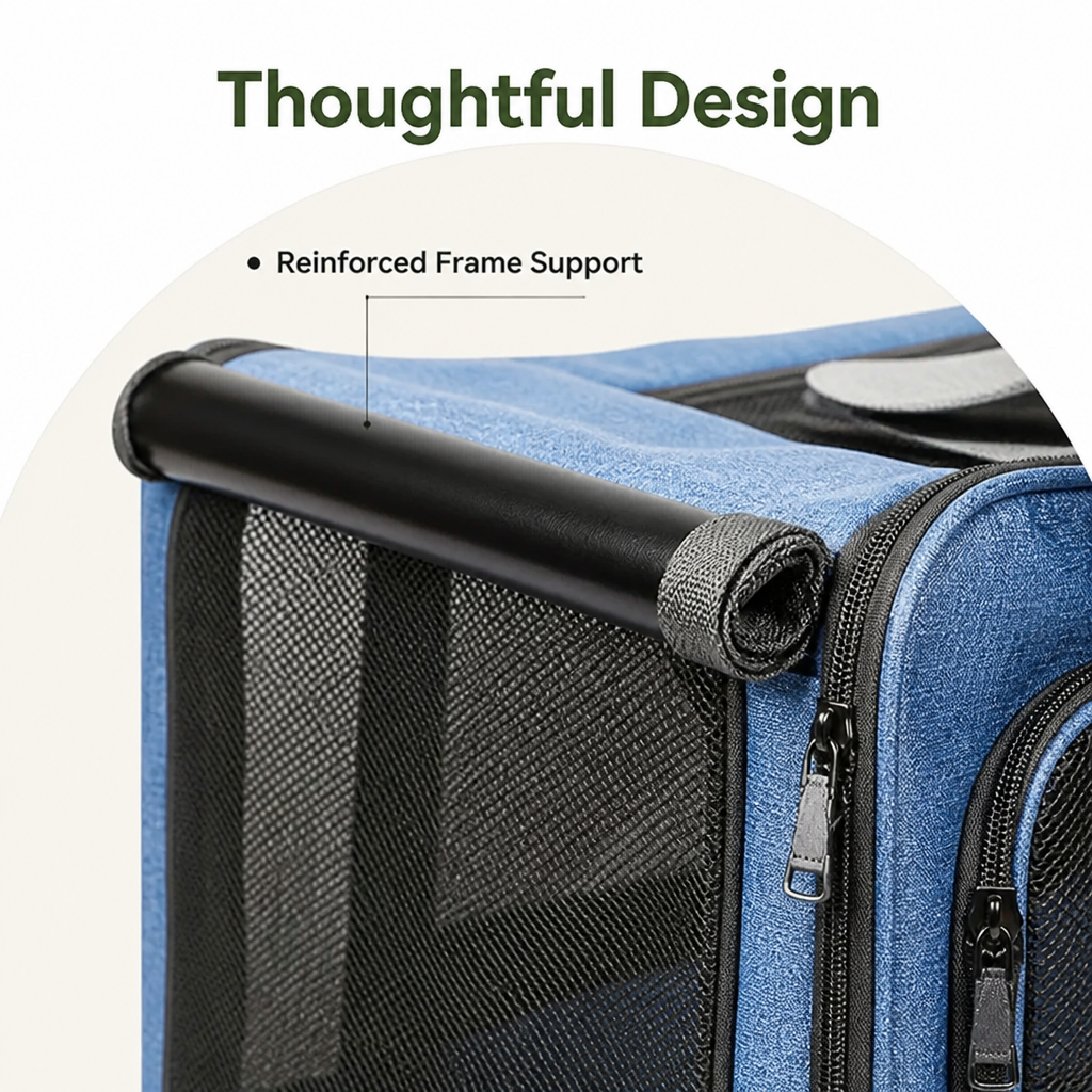 DogBedHouse Breathable Mesh & Foldable Airline-Approved Travel Carrier