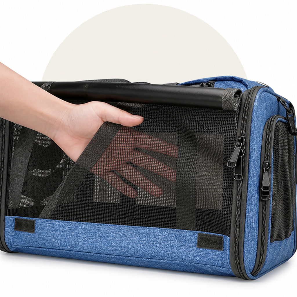 DogBedHouse Breathable Mesh & Foldable Airline-Approved Travel Carrier