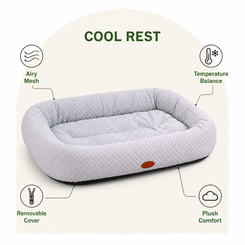 DogBedHouse Breathable Mesh & No-Power Cooling Dog Bed (Removable Cover)