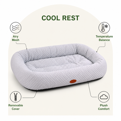DogBedHouse Breathable Mesh & No-Power Cooling Dog Bed (Removable Cover)