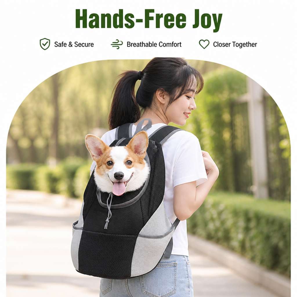 DogBedHouse Breathable Mesh & Padded Pet Backpack Carrier (Front/Back Convertible)