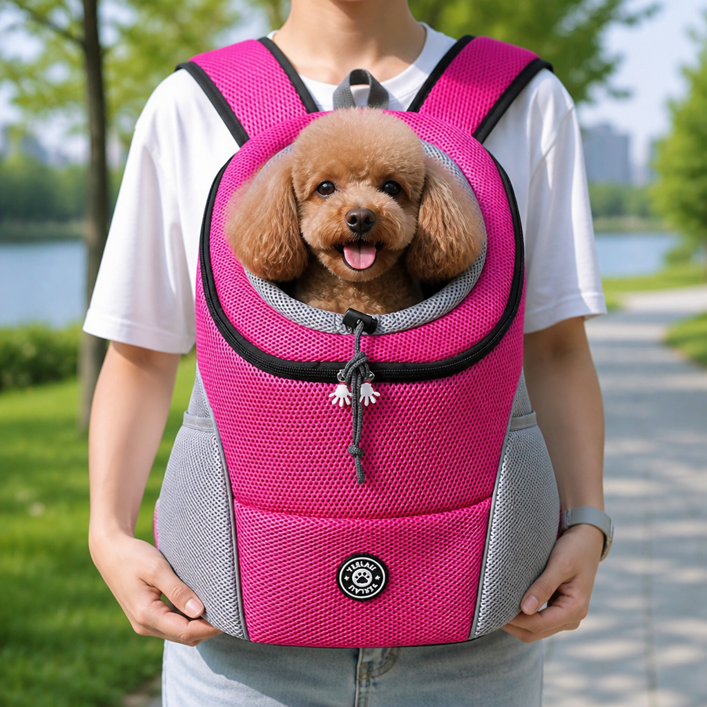 DogBedHouse Breathable Mesh & Padded Pet Backpack Carrier (Front/Back Convertible)