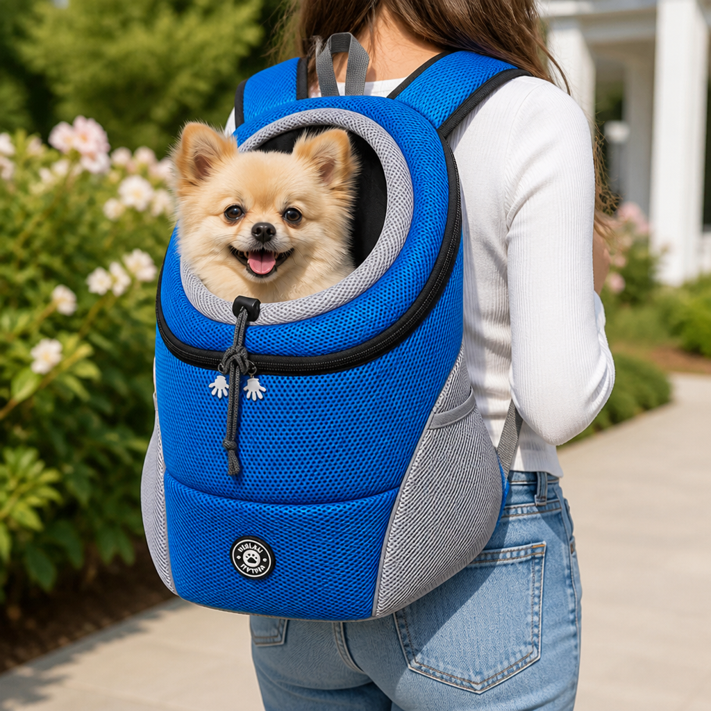 DogBedHouse Breathable Mesh & Padded Pet Backpack Carrier (Front/Back Convertible)