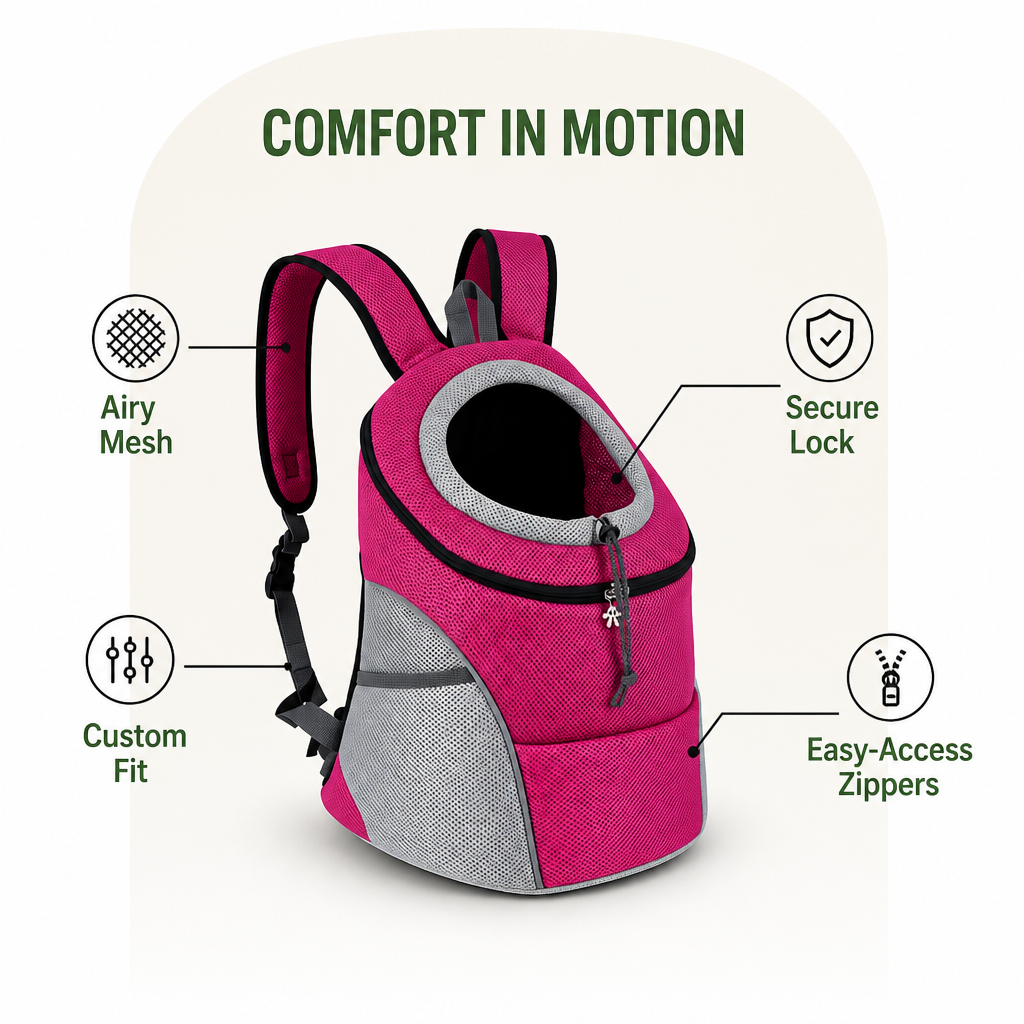 DogBedHouse Breathable Mesh & Reflective Backpack Carrier (Removable Pad)