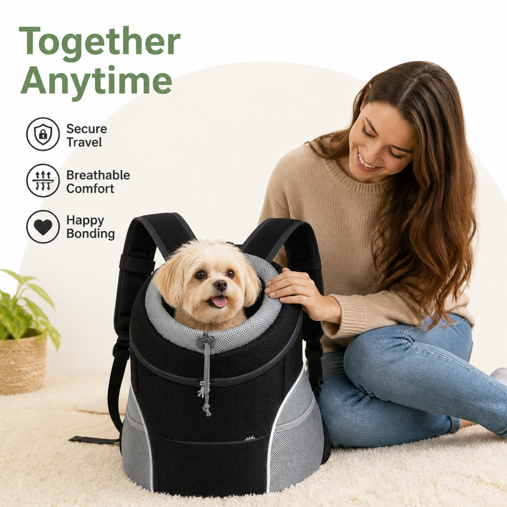 DogBedHouse Breathable Mesh & Security Zipper Backpack Carrier (Front-Opening)