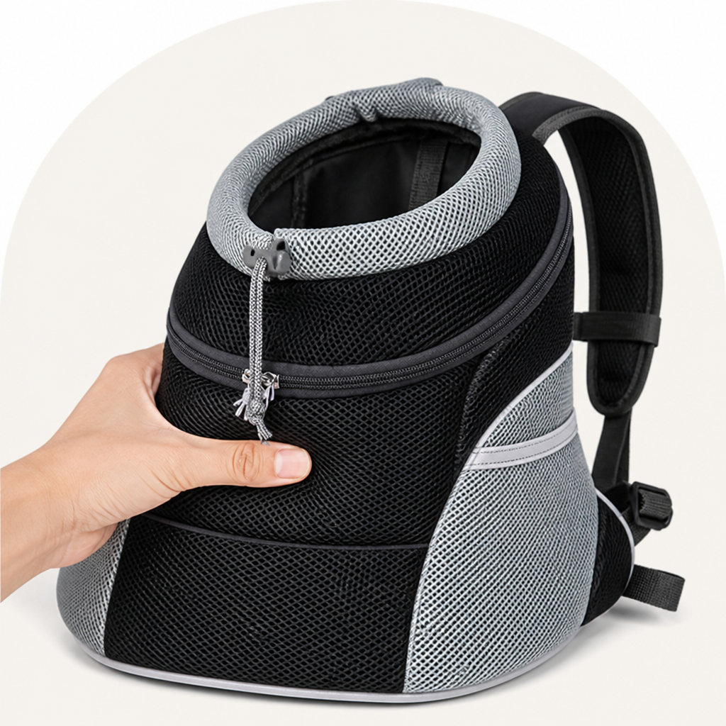 DogBedHouse Breathable Mesh & Security Zipper Backpack Carrier (Front-Opening)