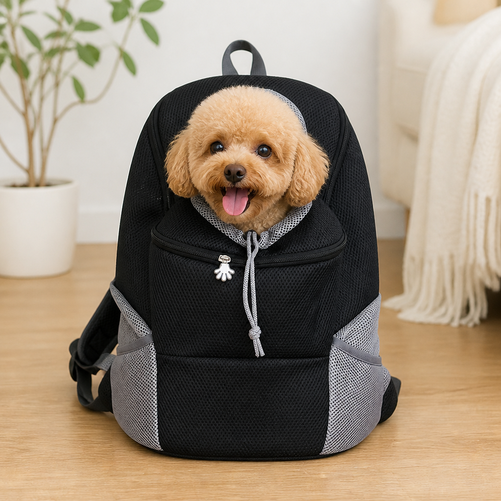 DogBedHouse Breathable Mesh & Security Zipper Backpack Carrier (Front-Opening)