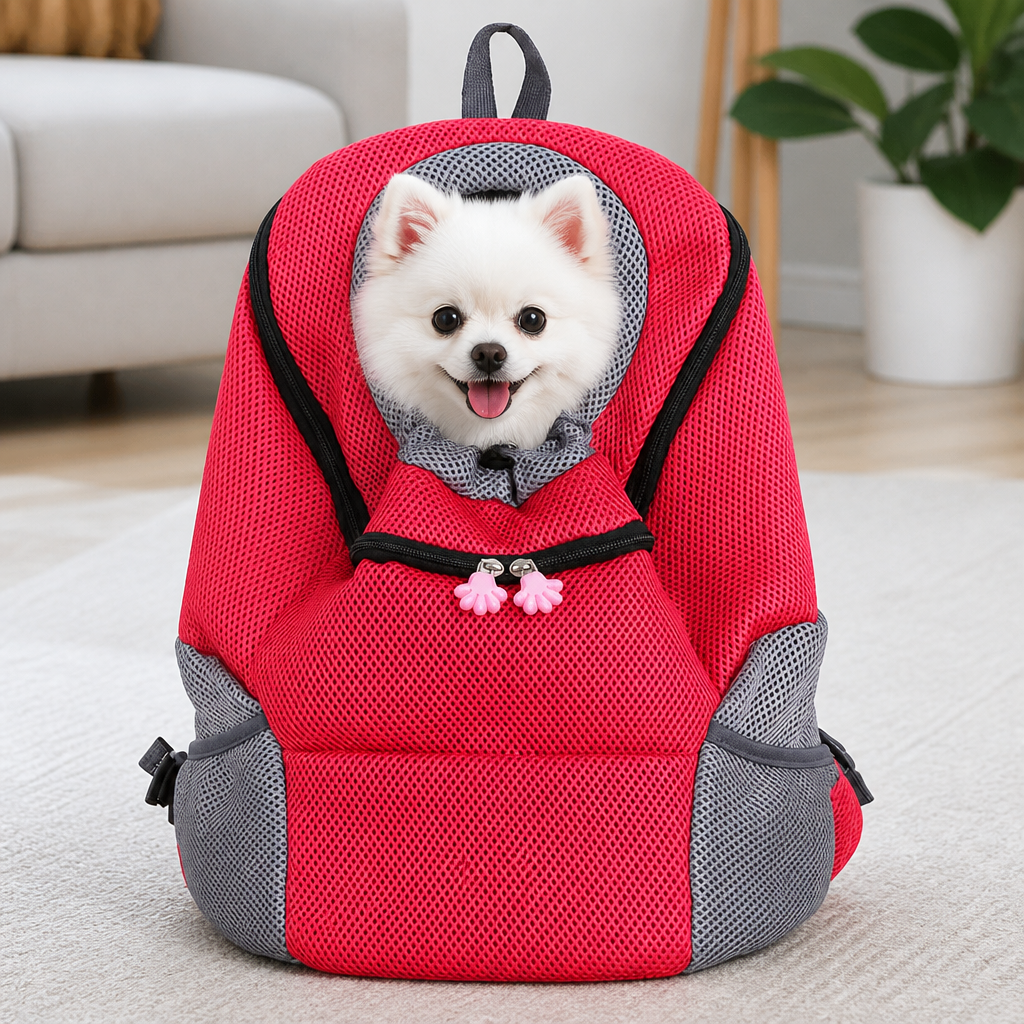 DogBedHouse Breathable Mesh & Security Zipper Backpack Carrier (Front-Opening)