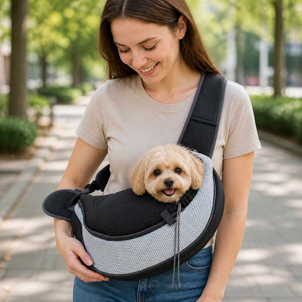 DogBedHouse Breathable Mesh & Sponge-Padded Sling Carrier