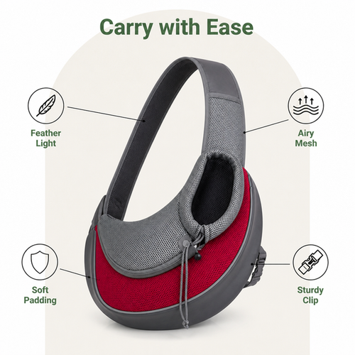 DogBedHouse Breathable Mesh & Sponge-Padded Sling Carrier