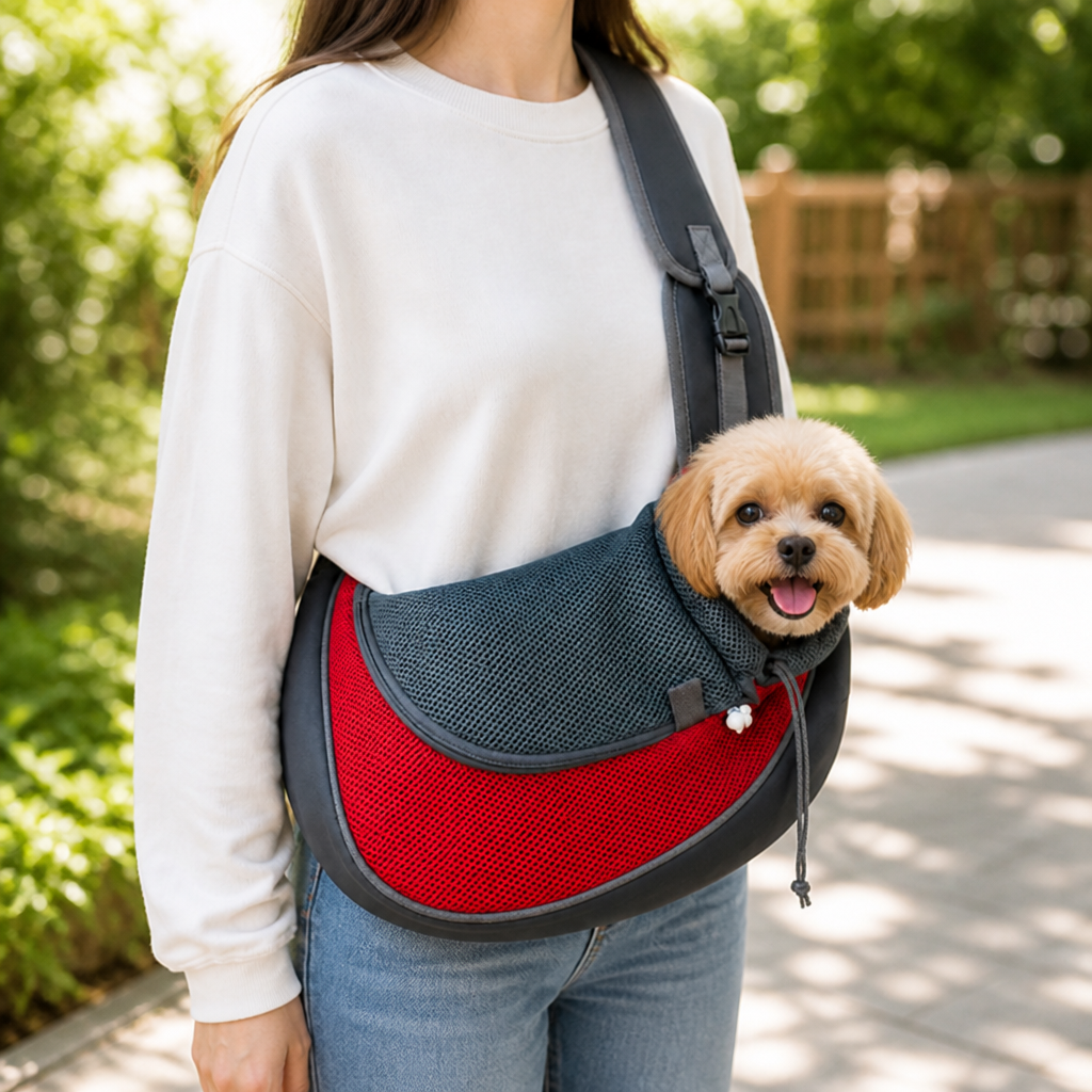 DogBedHouse Breathable Mesh & Sponge-Padded Sling Carrier
