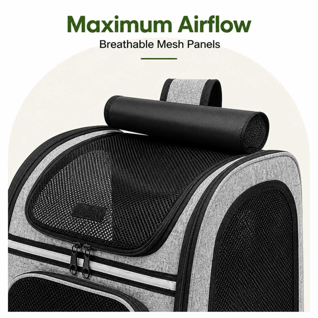 DogBedHouse Breathable Mesh & Water-Repellent Pet Backpack Carrier (Collapsible)
