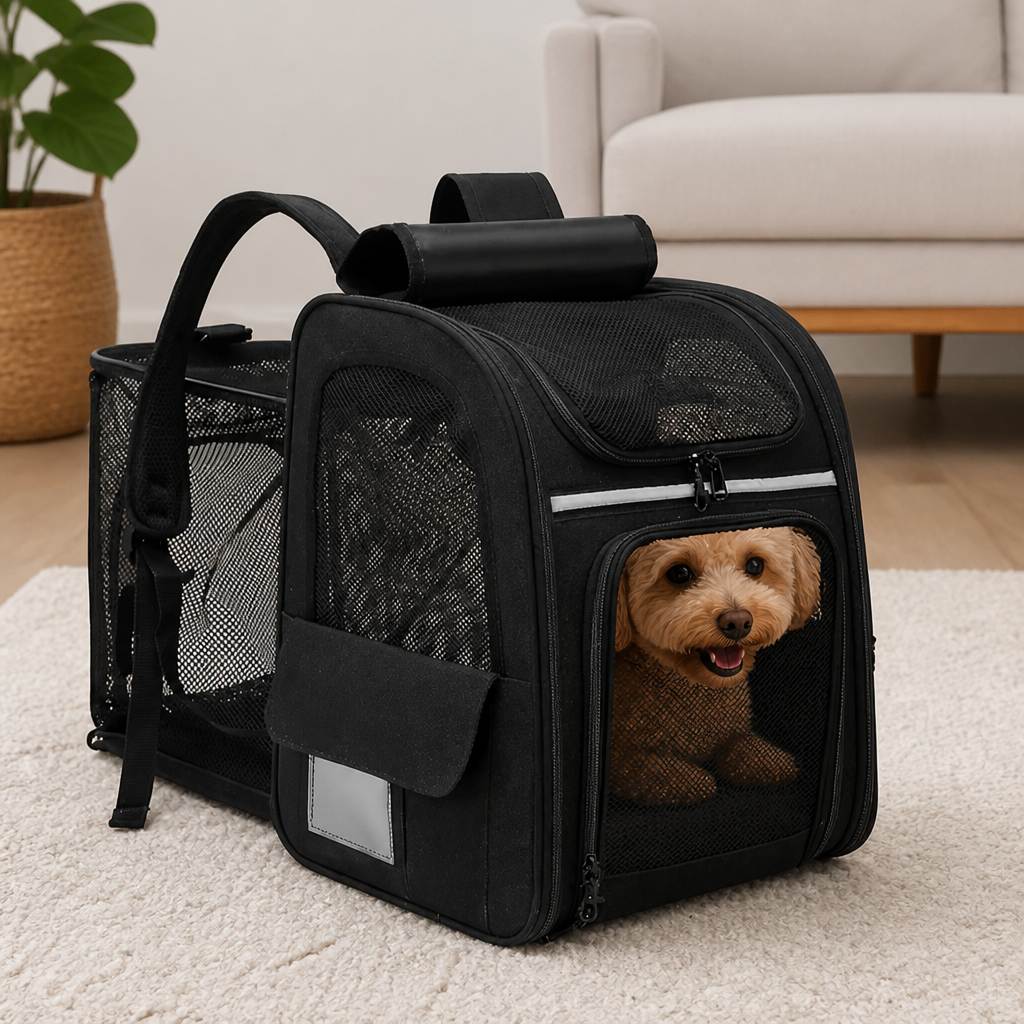 DogBedHouse Breathable Mesh & Water-Repellent Pet Backpack Carrier (Collapsible)