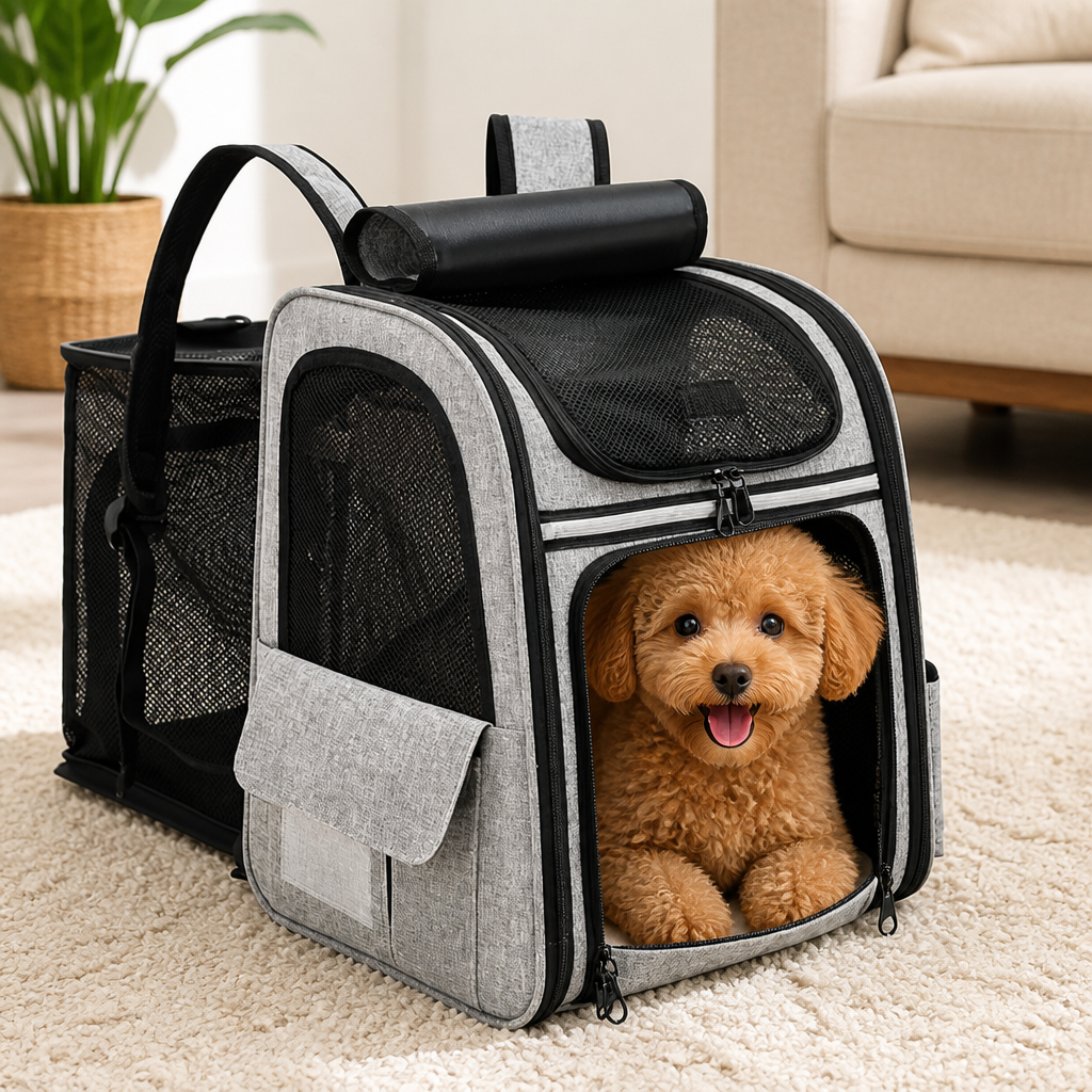 DogBedHouse Breathable Mesh & Water-Repellent Pet Backpack Carrier (Collapsible)