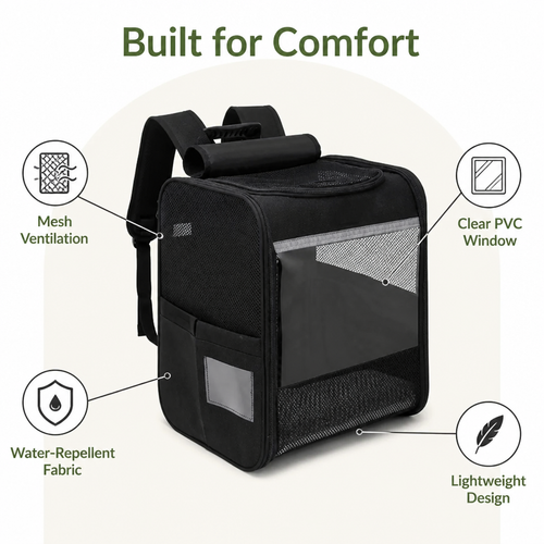 DogBedHouse Breathable Mesh & Water-Resistant Pet Backpack
