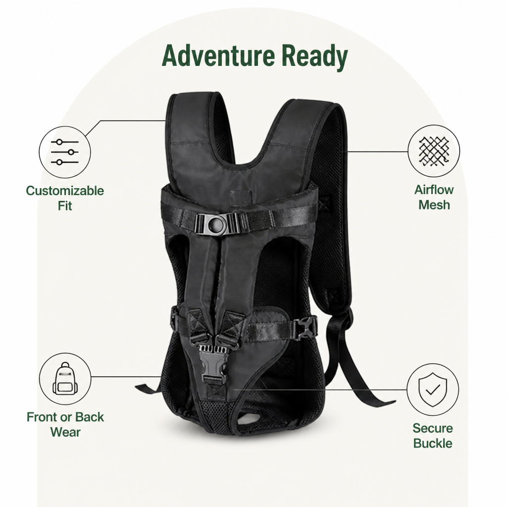 DogBedHouse Breathable Oxford & Adjustable Straps Carrier Backpack