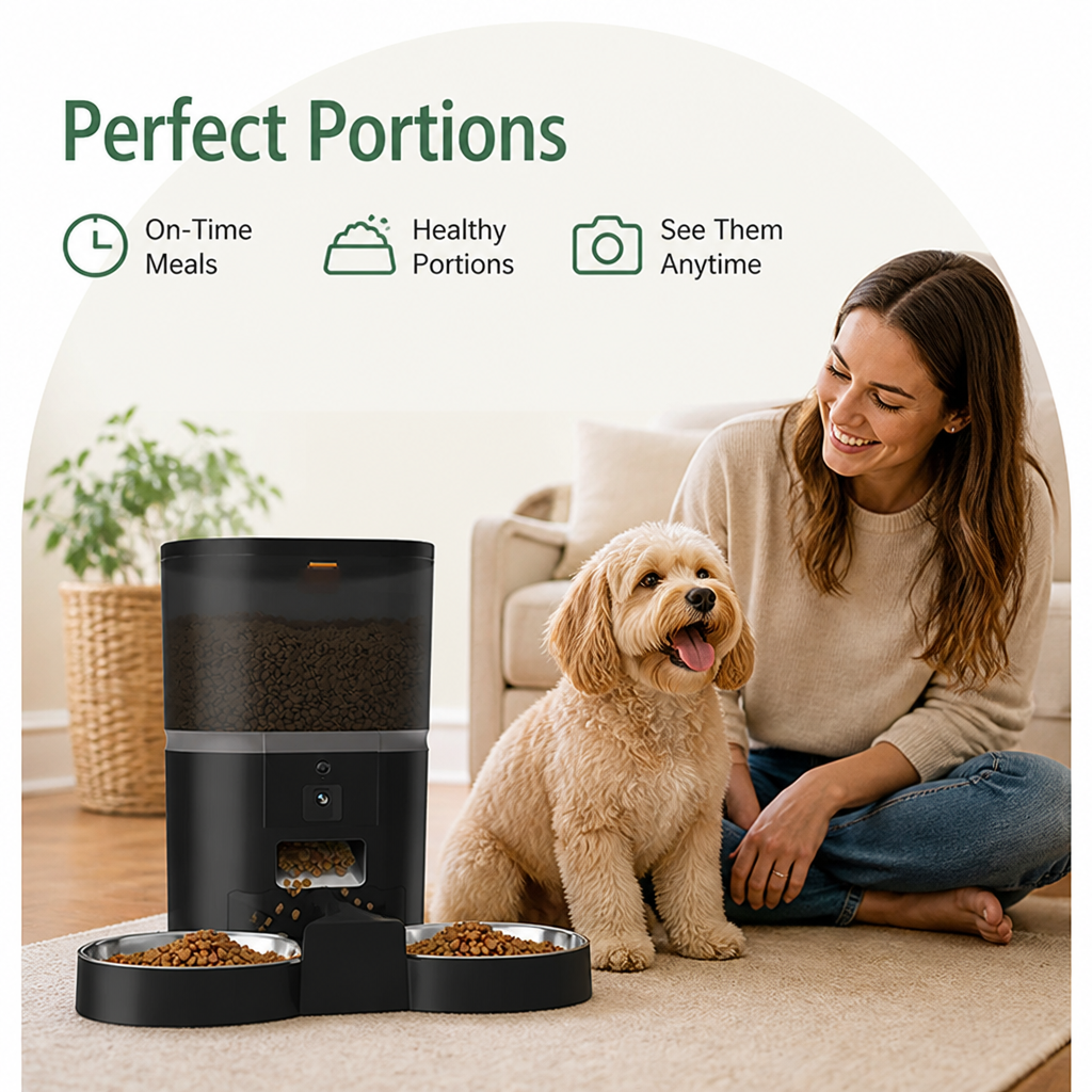 DogBedHouse Built-In Camera & Portion-Control Automatic Feeder (4L)