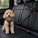 DogBedHouse Bungee Shock-Absorbing & Reflective Car Seat Leash (For Small-Medium Dogs)