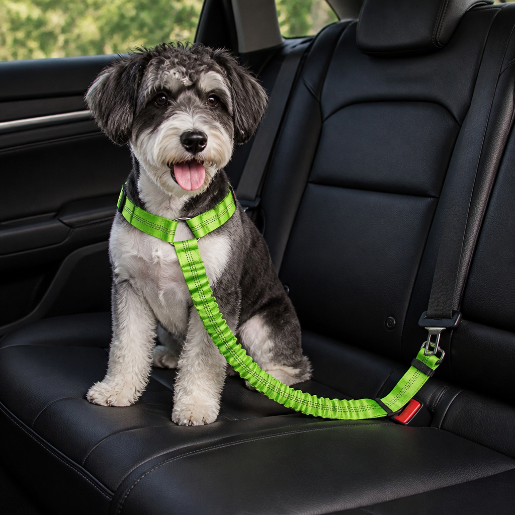DogBedHouse Bungee Shock-Absorbing & Reflective Car Seat Leash (For Small-Medium Dogs)